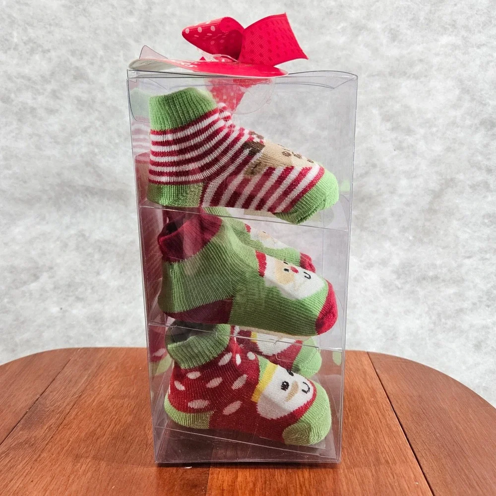 Baby Essentials 3 Pairs Christmas Socks 0-6 Months Santa Reindeer Snowman‎